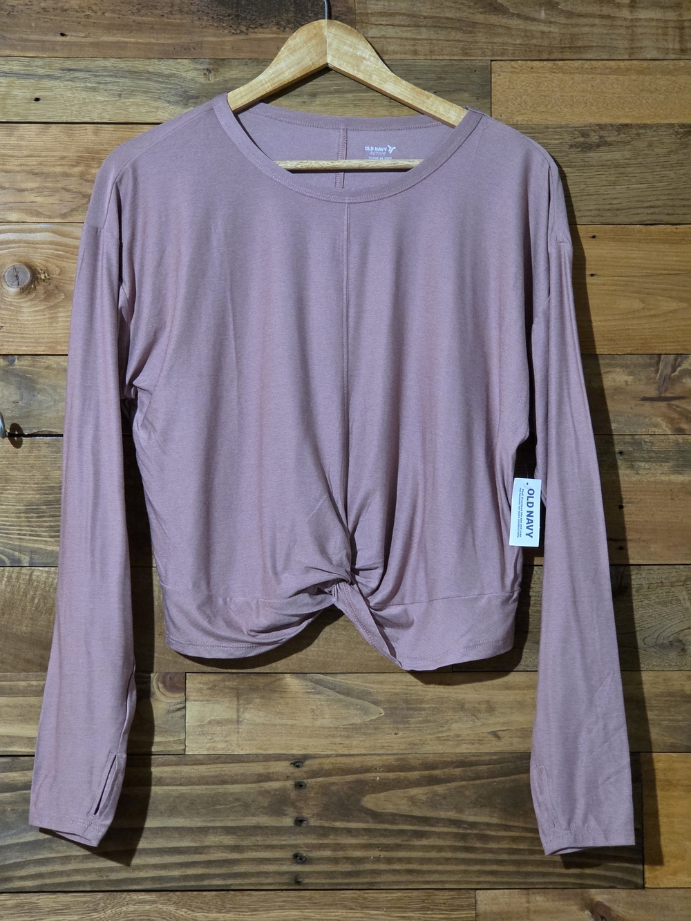 Rosé Old Navy Active Go-Dry NWT Cloud 94 Soft Tie Front Long Sleeve Top M